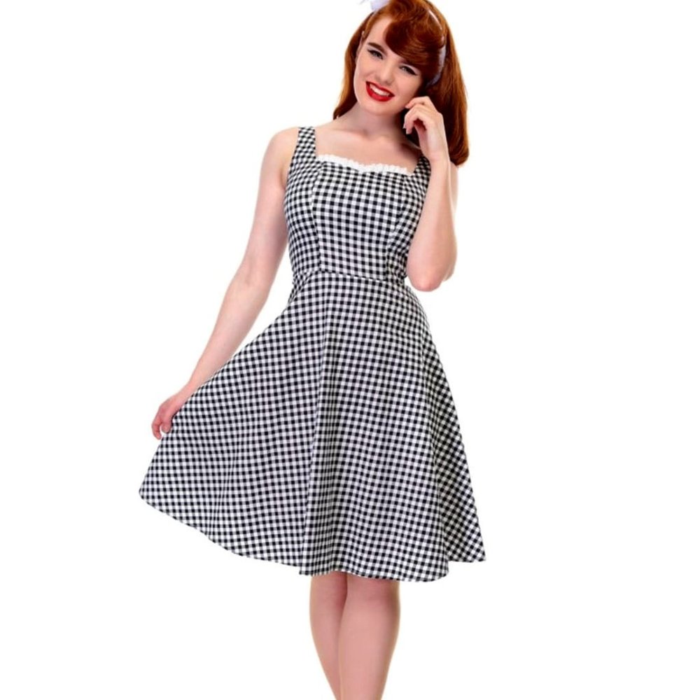 Collectif black & white gingham/checked Swing Dress— Size 1X, UK 18— rare
